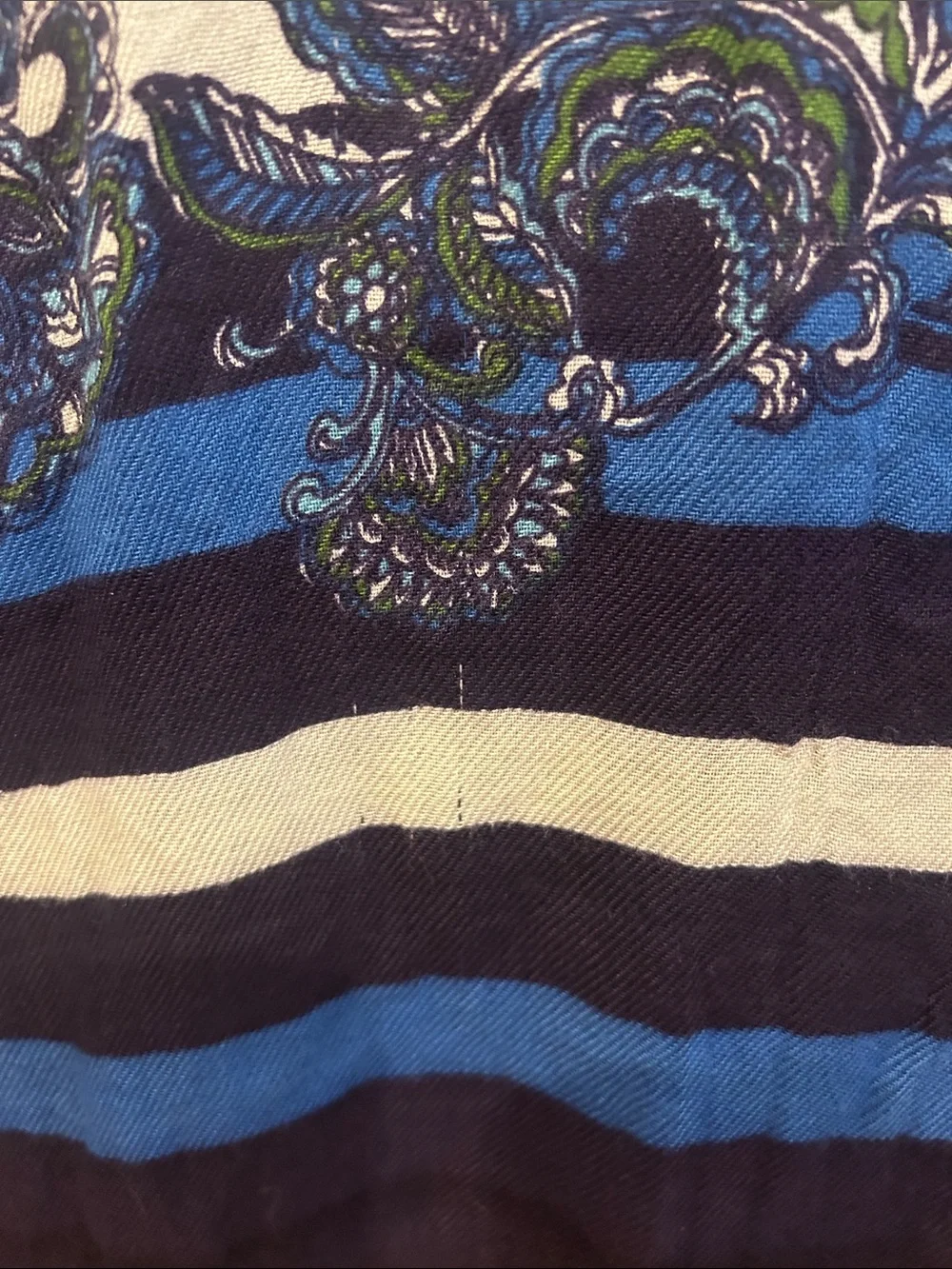 Jones New York Blue and White Paisley Fringe Scarf Wrap